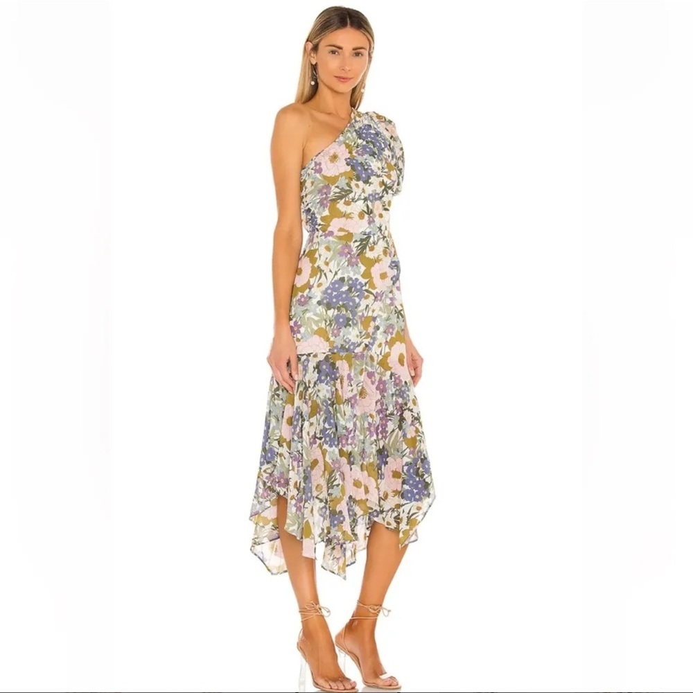 ASTR the label Santorini one shoulder floral midi dress